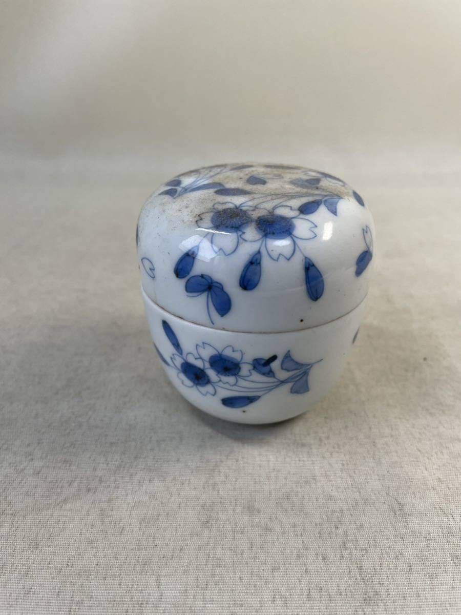 古伊万里 染付 茶道具 棗 桜図 ウブ品 湖東焼？ 染付 古伊万里