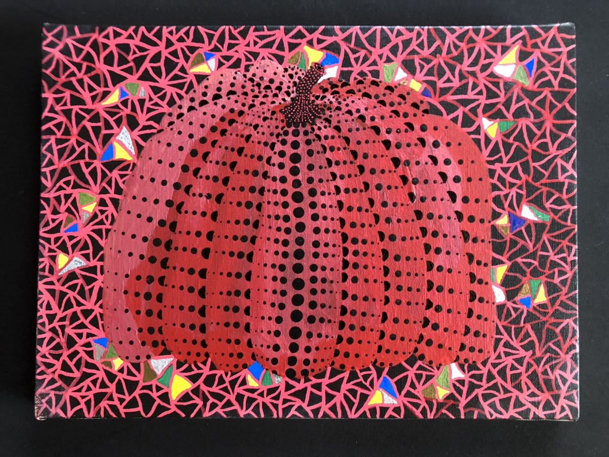 草間彌生帽子肉筆⁄表裏サイン有り⁄油彩⁄アクリル⁄絵画⁄額縁