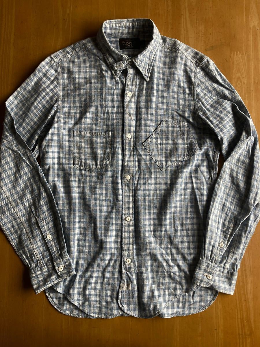 RRL インディゴワークシャツ M 1920ディテール　天然インディゴ Jack Rabbit Shirts 全盛期の逸品(ラルフローレンデニムシャツビンテージ