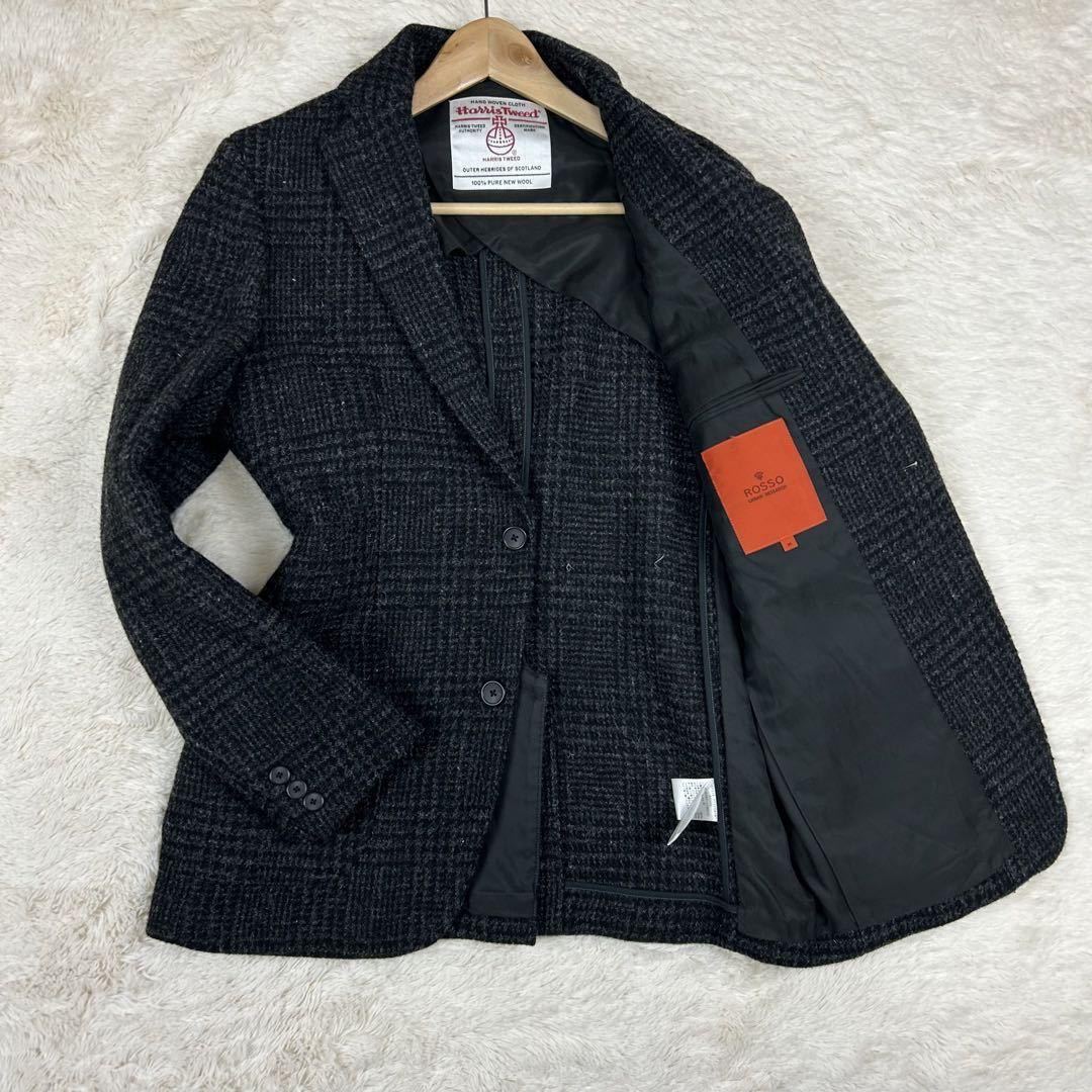 【新古品】Harris Tweed テーラードジャケットROSSO 未使用級】ロッソ ハリスツイード ROSSO Haris Tweed テーラード