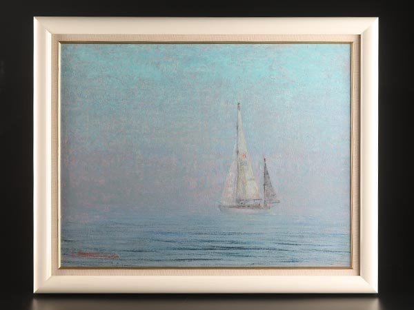 流】柏村勲 「ヨール（yawl)」油彩画 額 DE806 流柏村勲 額 DE806
