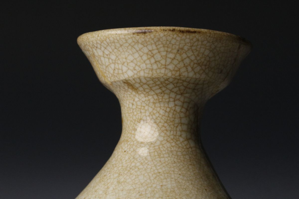 LIG】李朝時代 高麗青磁 盤口花瓶 22.5㎝ 花器 徳利 朝鮮美術 時代