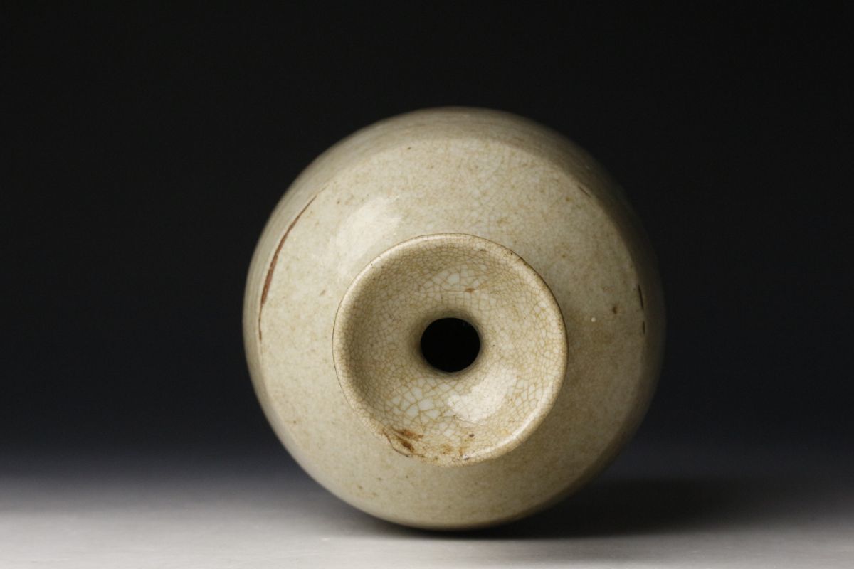 LIG】李朝時代 高麗青磁 盤口花瓶 22.5㎝ 花器 徳利 朝鮮美術 時代古玩