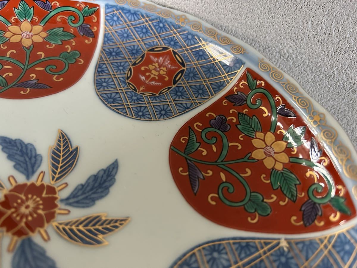 有田焼 林九郎 作 和皿揃 八方割地紋草花 5客 共箱 輪