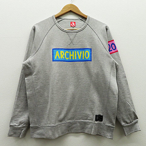 【美品・即決】ARCHIVIO アルチビオ スウェット トレーナー ロゴプリント グレー系 サイズ48 メンズゴルフウェア [C1113]