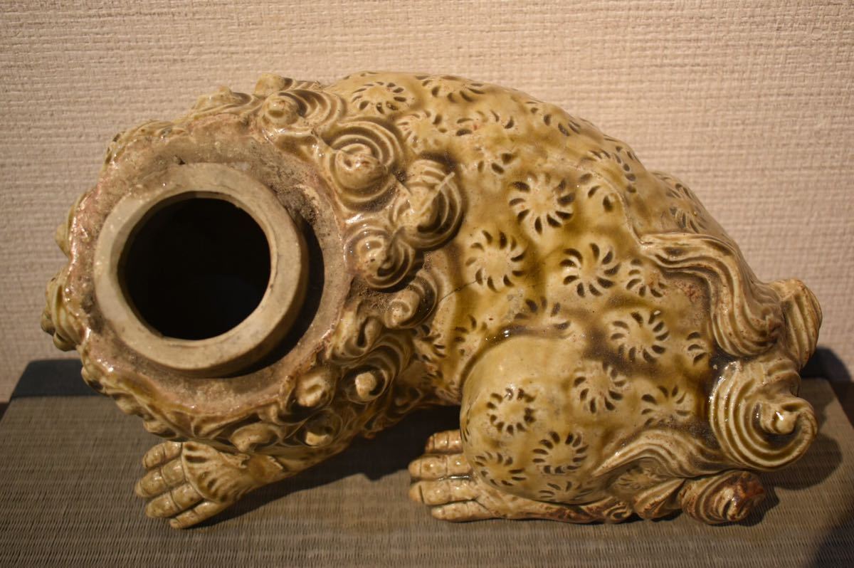 GE】Z831【コレクター所蔵品】時代 黄瀬戸獅子香炉 /黄瀬戸 日本美術