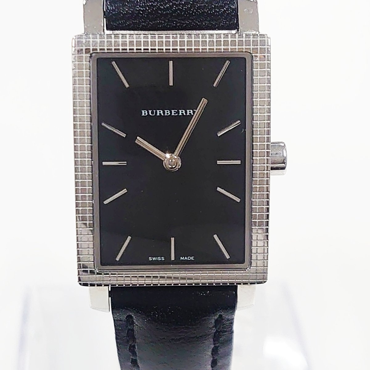 【1円スタート】 BURBERRY バーバリー BU1401 シルバー 革ベルト ブラック文字盤 QZ メンズ 腕時計 154423