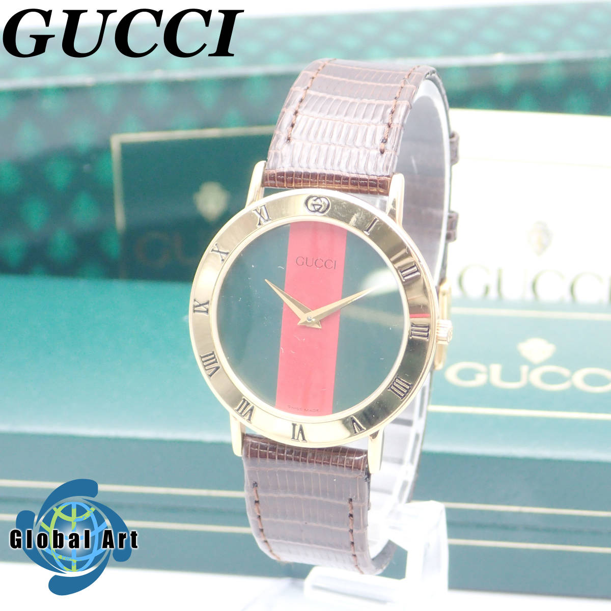 う02322 GUCCI グッチ/クオーツ/メンズ腕時計/シェリーライン/ローマン 