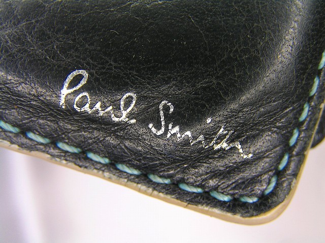 訳あり♪ポールスミス PAULSMITH ♪ Black 本革 二つ折り財布 サイフ 3372■定形外郵便送料全国一律：300円