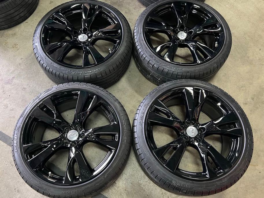 日産 Y51フーガ370GTタイプS純正 9J ブラック塗装.245/40r20インチ溝 