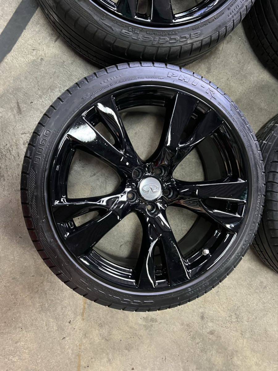 日産 Y51フーガ370GTタイプS純正 9J ブラック塗装.245/40r20インチ溝 