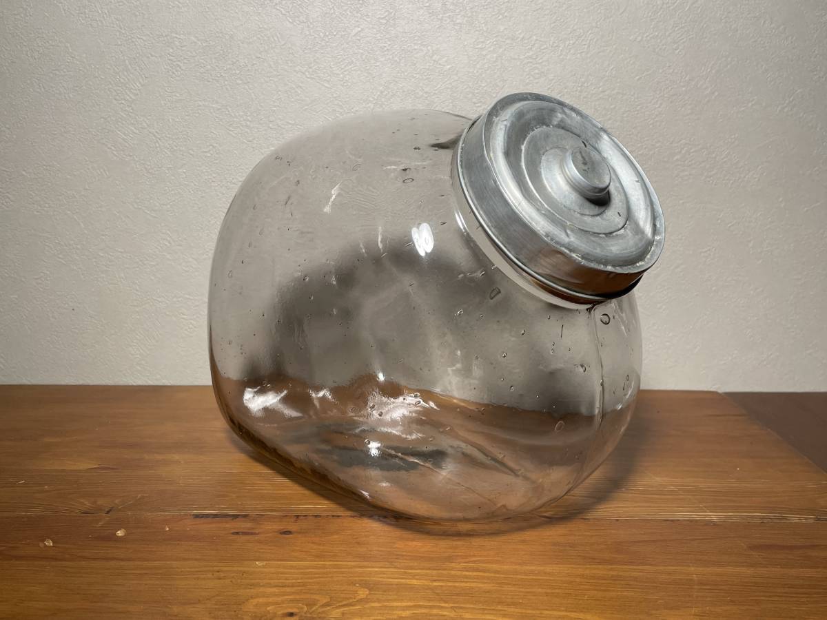 昭和レトロ アンティーク 古道具◇水野製造 猫瓶 ガラス瓶 菓子瓶 気泡 