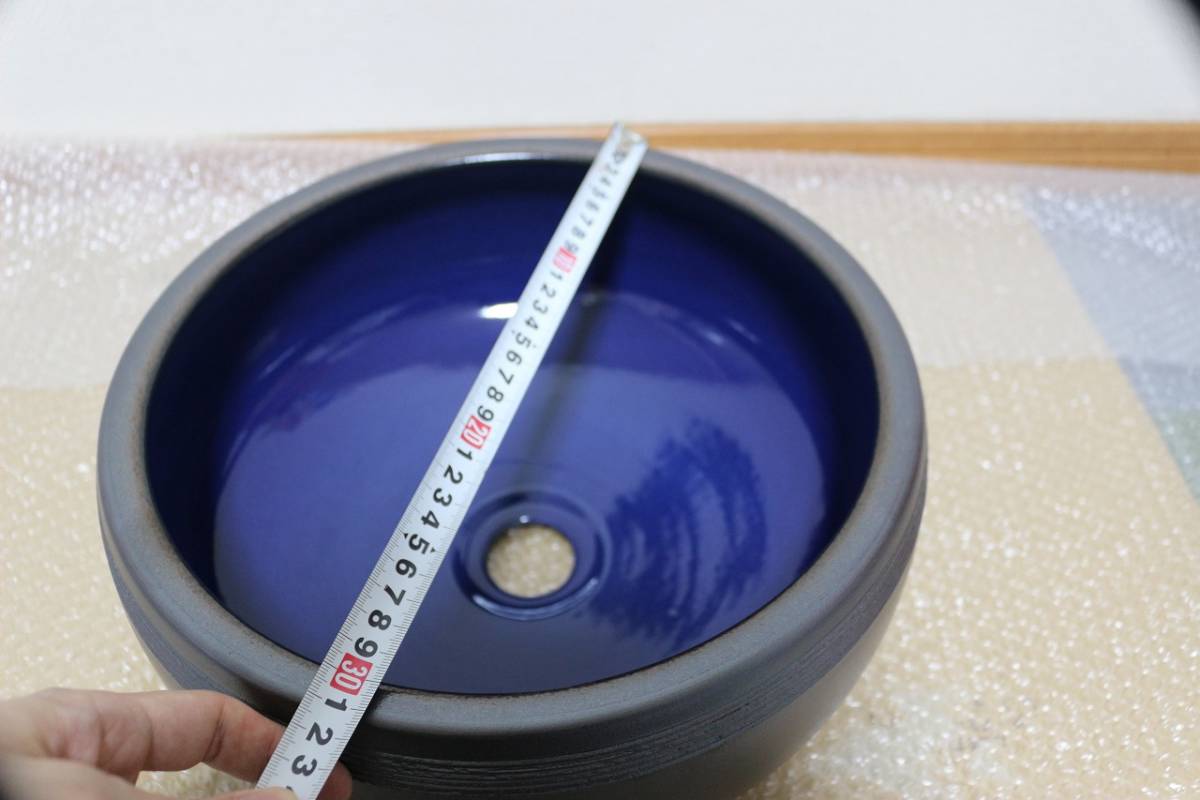 未使用！特注品！石見焼き 島根 日本製 宮内窯 陶器製 水受け 洗面台 手洗い 洗面ボウル 蛇口 オリジナル 一点物 芸術 丈夫 頑丈 おしゃれ