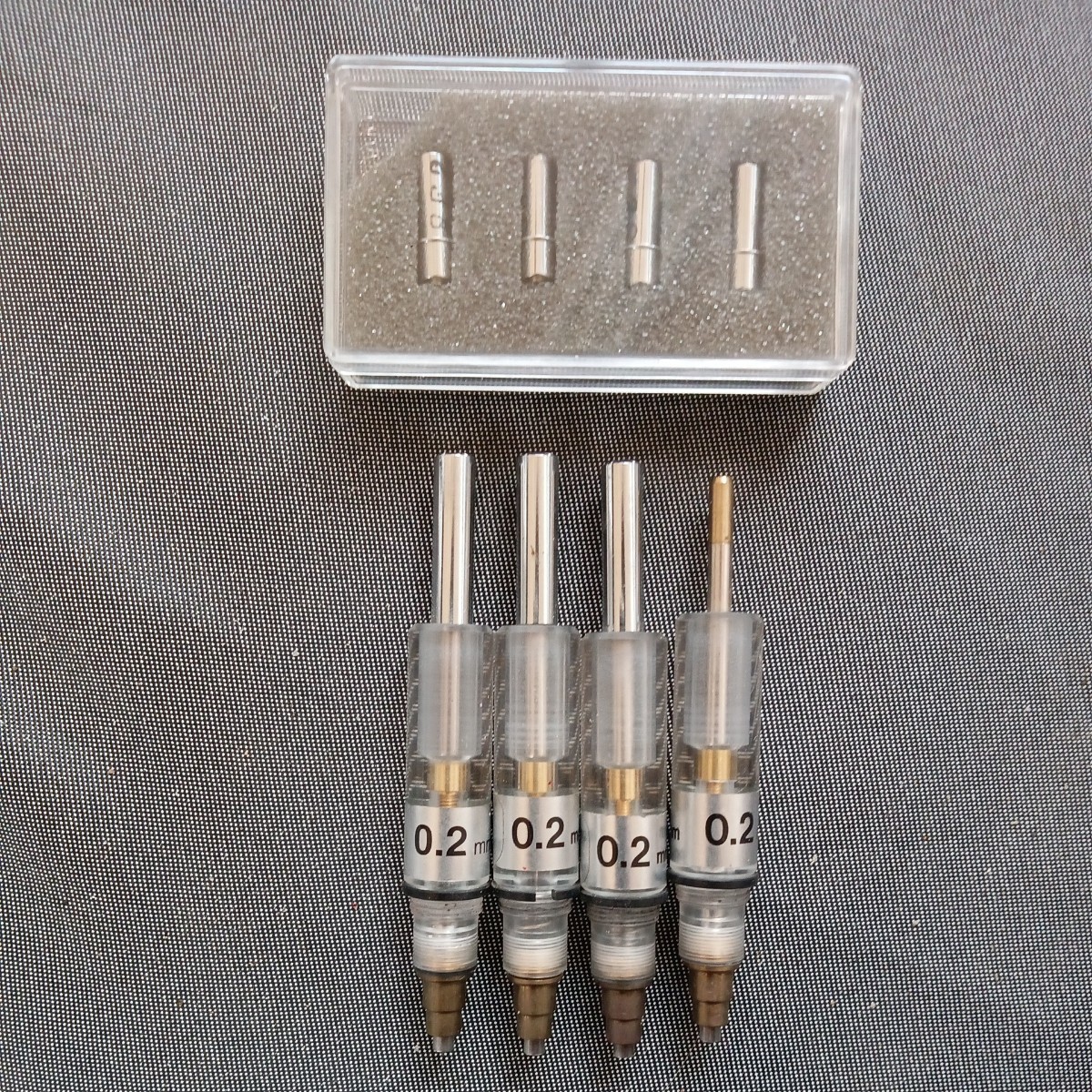 【中古】 MAX CADLINER ペンシルツール 4本 0.2 PH-21 + ペンシルチップ 4個 0.2 GP-T02PT CAD キャドライナー 図面 製図 マックス