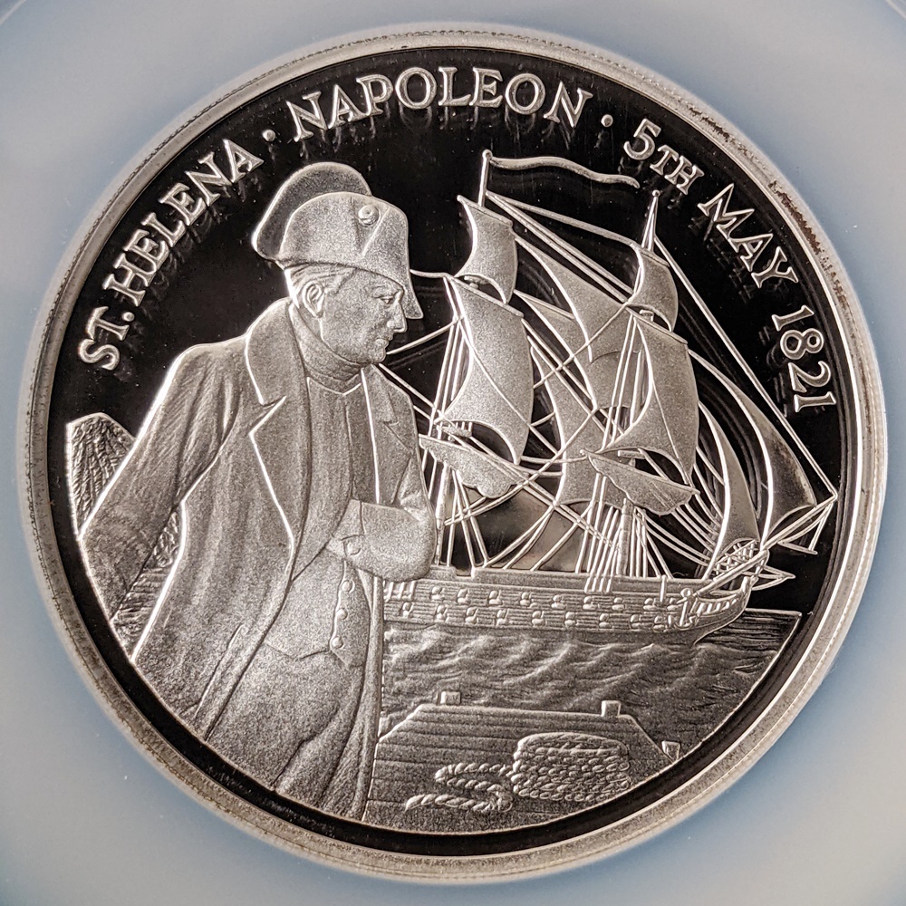 【大特価!!】最高鑑定 ヤフオク初 1986 イギリス セントヘレナ 25＄ 銀貨 NGC PF69 ナポレオン没後165周年