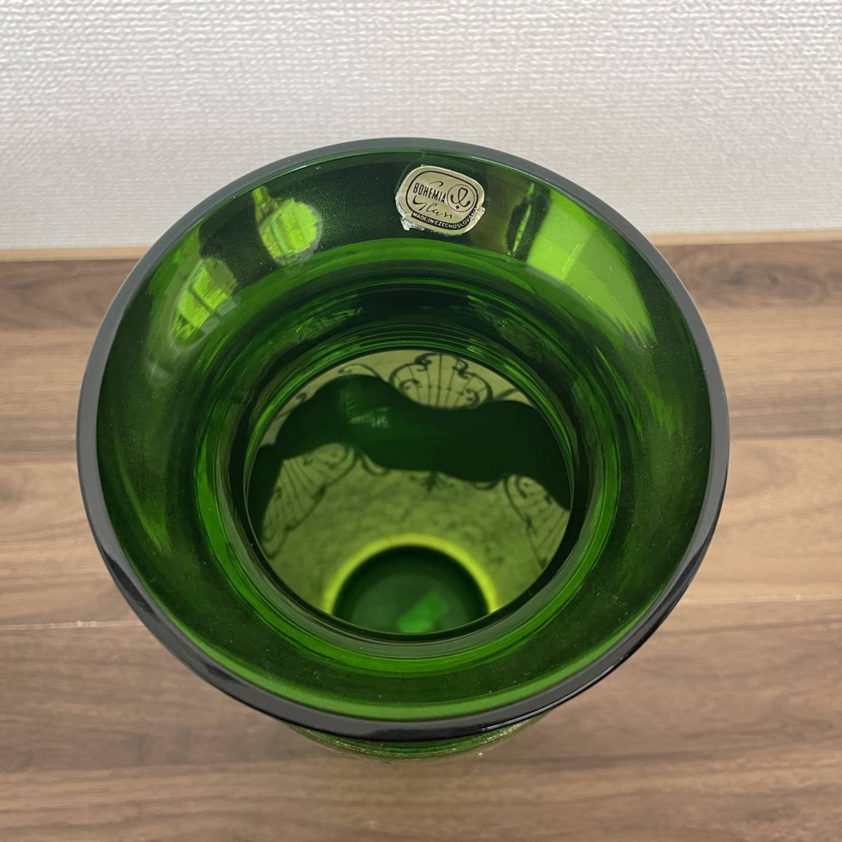 S3-17]【現状品】BOHEMIA ボヘミア ガラス 花瓶 フラワーベース