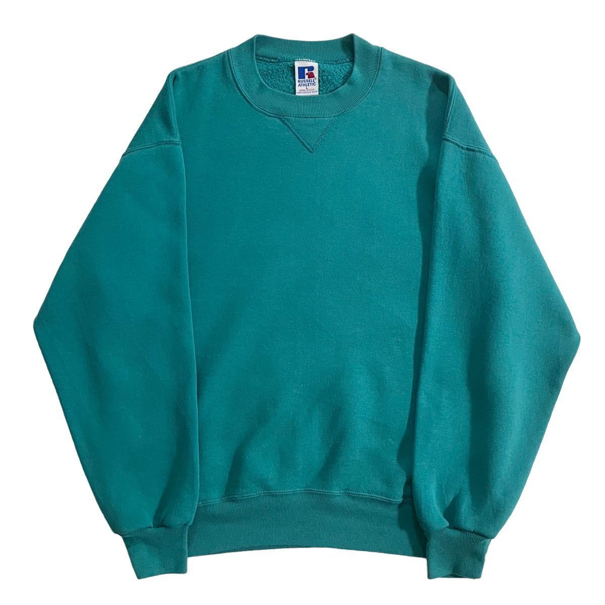レアカラー【90s USA製 RUSSELL 前Vガゼット スウェットシャツ L 