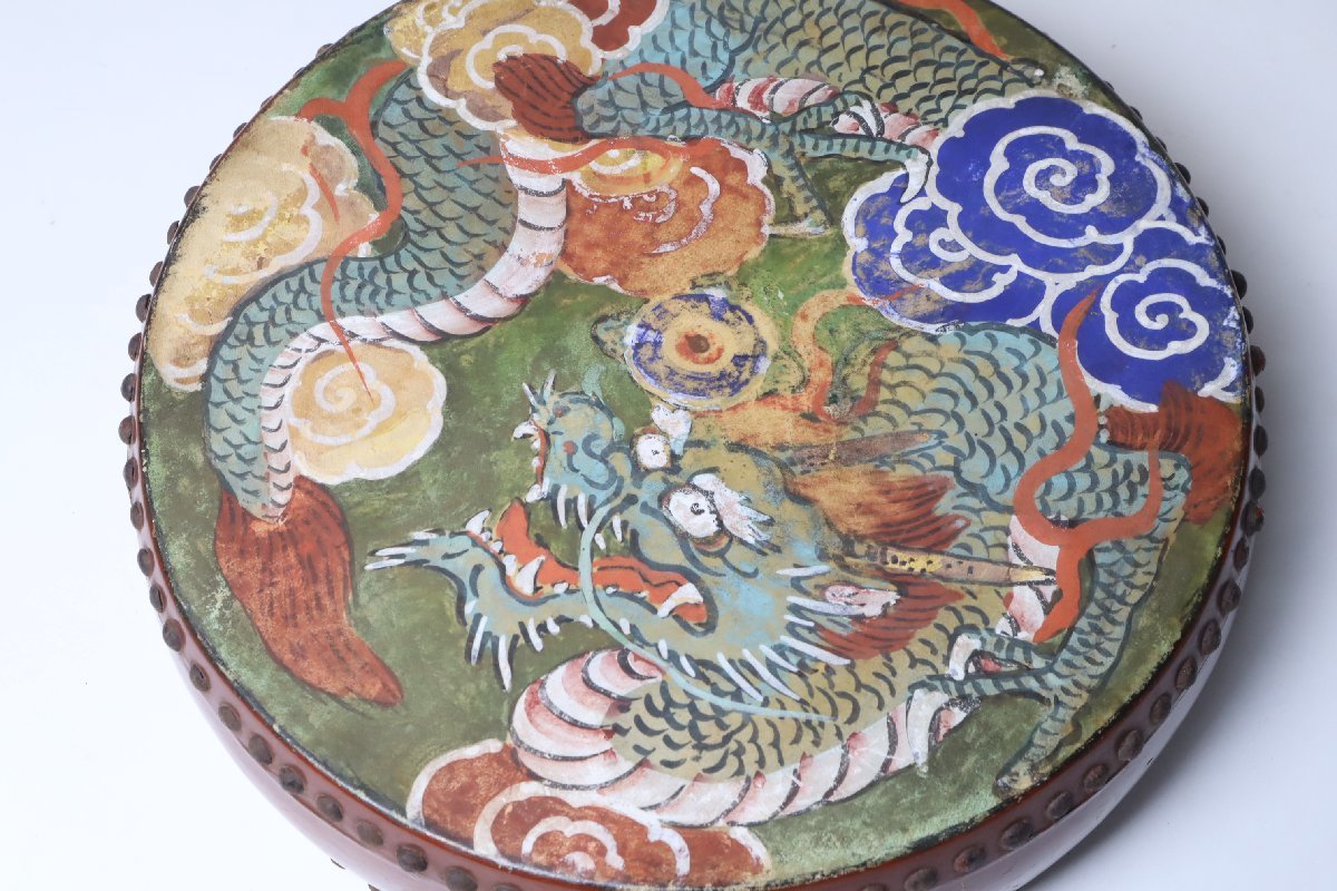 仏教美術 彩色 雲龍図 楽太鼓 寺院仏具 雅楽太鼓 和太鼓 平太鼓 1の