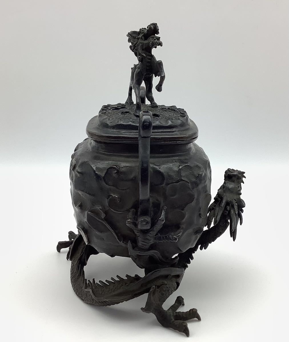 高岡銅器 元威 二上元威 二上常太郎 香炉 龍神 麒麟龍文 龍足耳付香炉