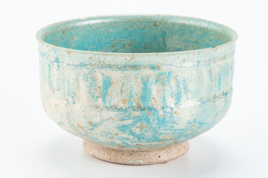 西洋美術】『 ペルシャ 青釉銀化 碗 鉢 紙箱 13465 』 発掘品 考古学