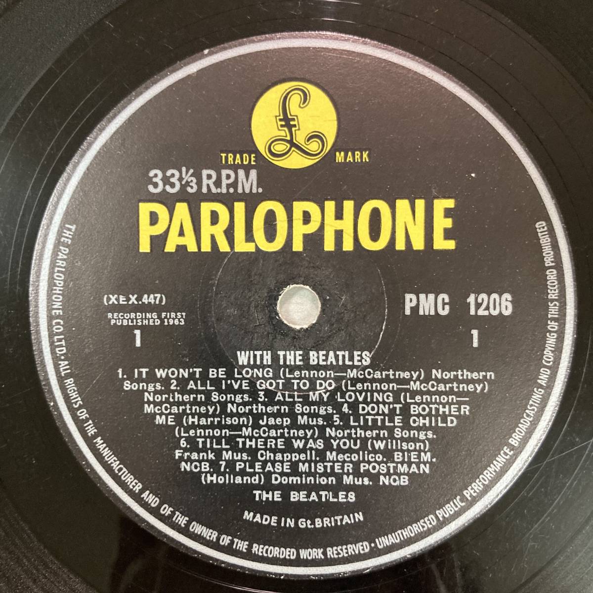 稀少UKオリジナルMonoレア5N/6NビートルズBeatlesレコード UK盤イエロー・パーロフォン 2ndプレス マト5N/6N WITH THE BEATLES
