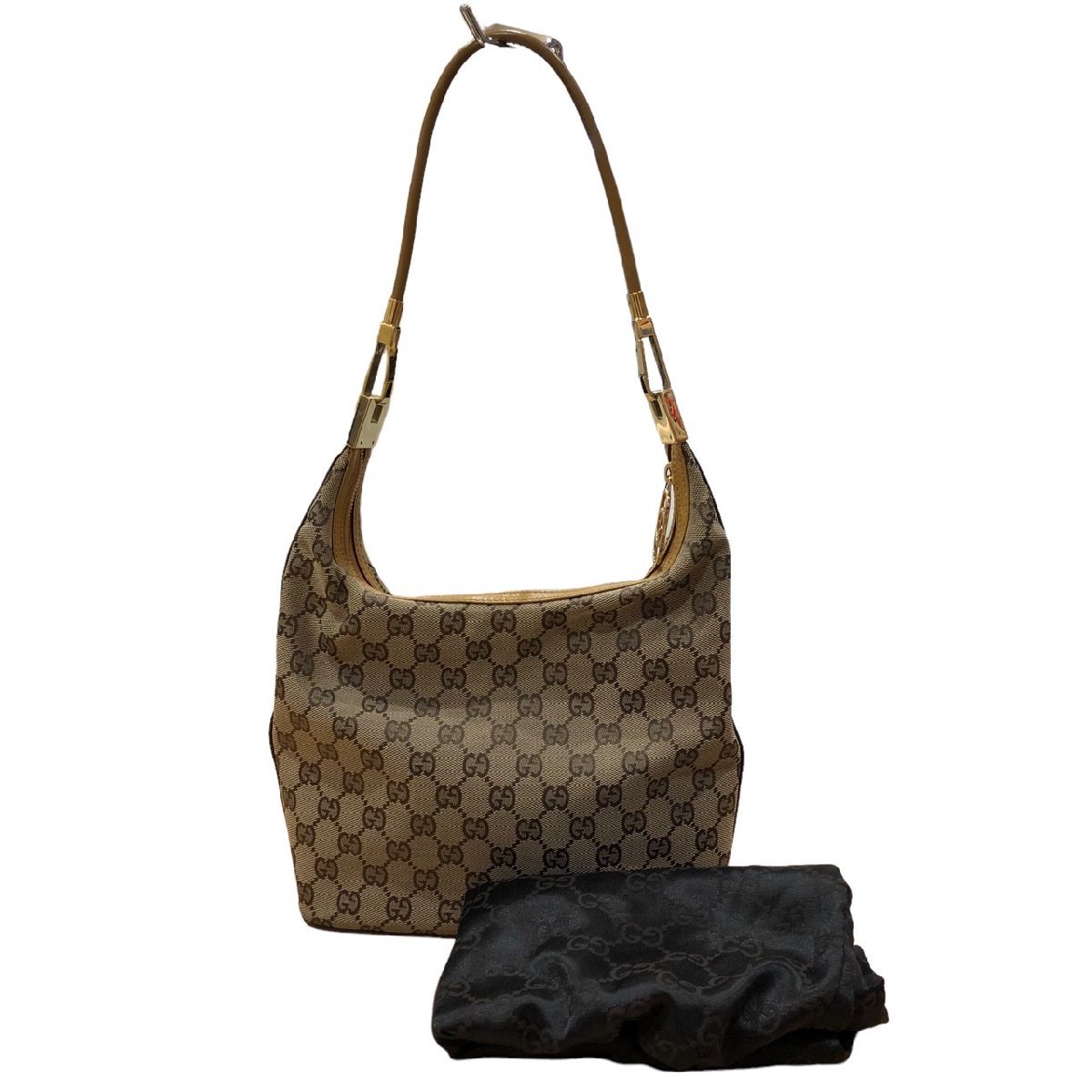 GUCCI ワンショルダーバッグ GGキャンバス レザー GUCCI グッチ ワンショルダーバッグ GGキャンバス ブラック 黒