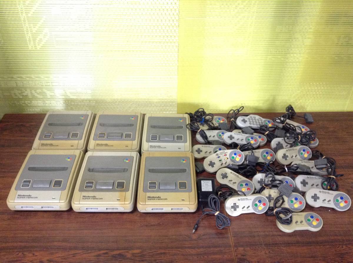 Nintendo Super Famicom 6consoles 20controllers tested 任天堂 スーパーファミコン 本体6台 コントローラー20台 動作確認済 B108