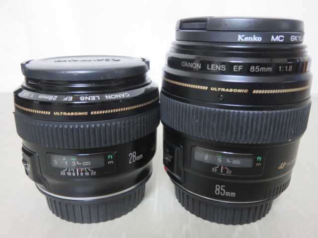 809☆Canon レンズ まとめ EF 28mm 1:1.8/EF 85mm 1:1.8 ジャンク扱 1円～