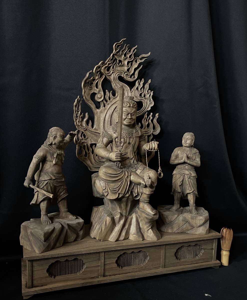 井波彫刻 大型高70cm 仏教工芸品 香樟材 古美術 時代彫刻 木彫仏教