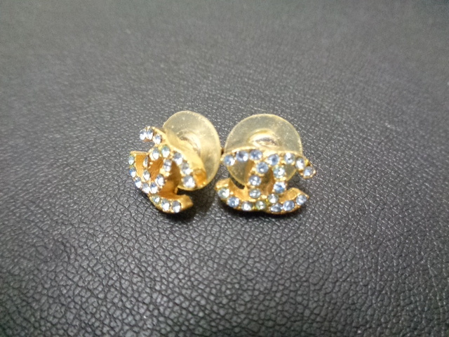 CHANEL シャネル ピアス 01P ココマーク カラーストーン ライトブルー×ゴールド ヴィンテージ