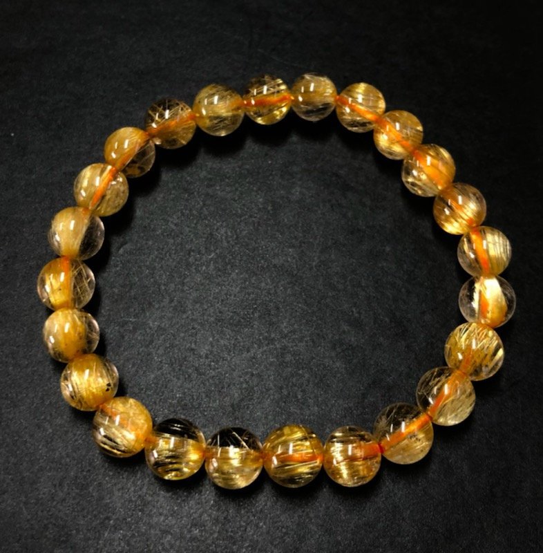 【希少】最高級10Aタイチンルチル7.7mmブレス　金針びっしり　透明度抜群　一円～