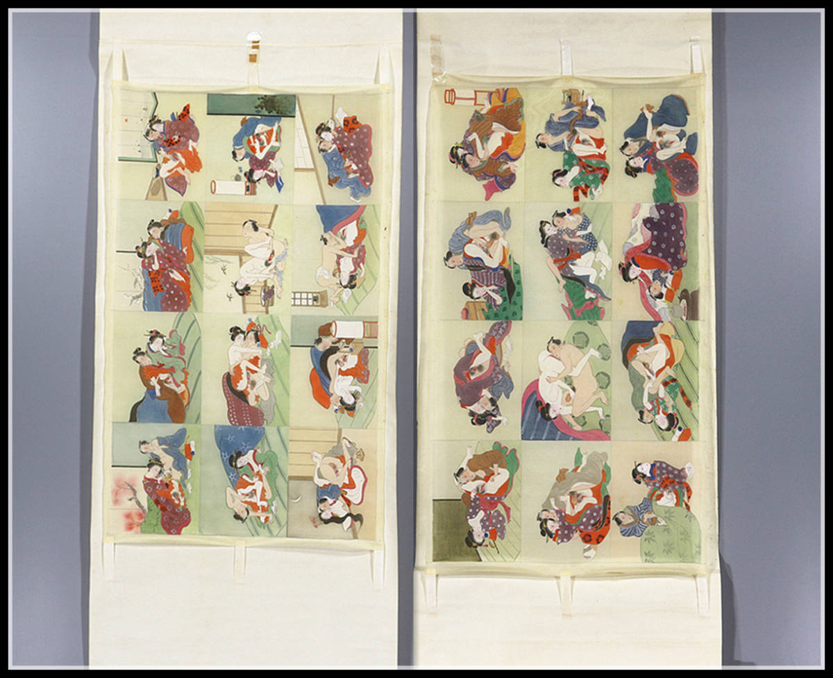 真作】春生「武者之図」 古い掛け軸(掛軸) 肉筆 絹本 日本画 美術品 画