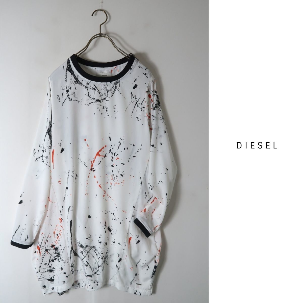 ディーゼル DIESEL☆洗える ショルダージップ ペイント柄ブラウス XSサイズ☆A-O 2332