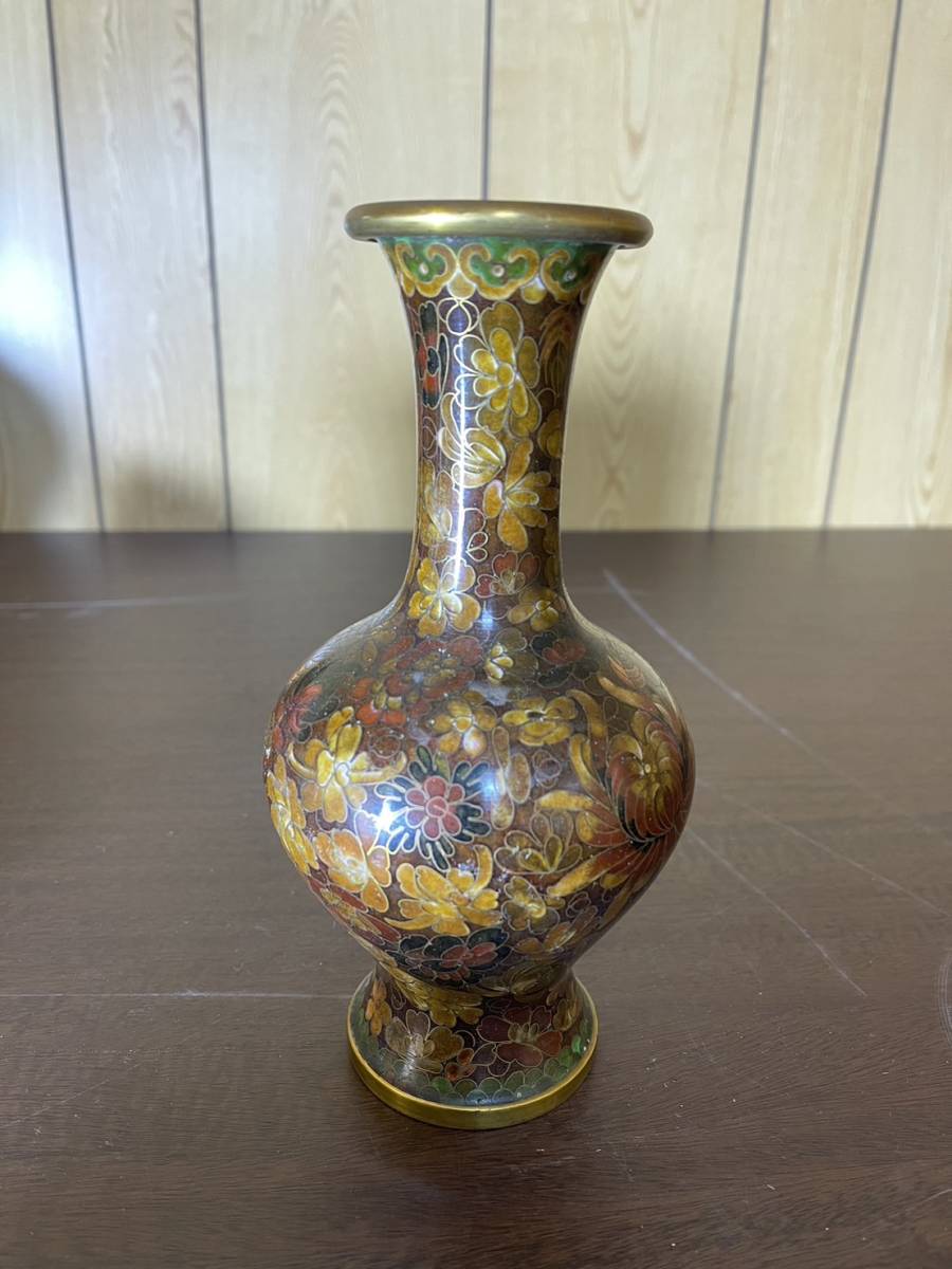 【花瓶　壺　花瓶　花器　花柄　陶器　陶芸　置物 高さ約21cm 横幅(周り)約32cm 口径約6cm】