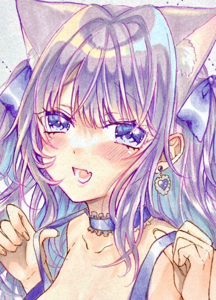 ◇手描きイラスト◇オリジナル◇猫耳ちゃん