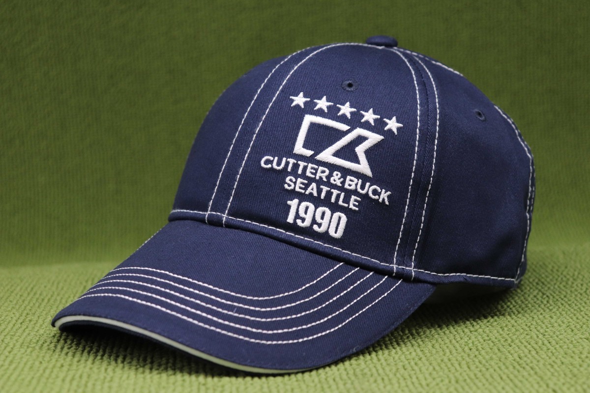 限定1 カッターアンドバック CUTTER&BUCK SEATTLE 1990 キャップ 帽子 フリーサイズ 紺白 ネイビーxホワイト 管理