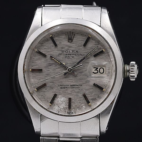 1円 稼働 AT ロレックス オイスターパーペチュアルデイト 1500 2333343 シルバー文字盤 メンズ腕時計 KOR 0044220