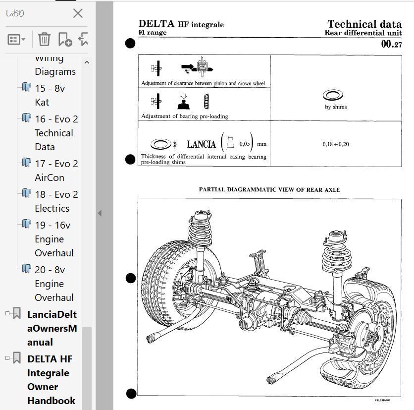 ランチアデルタインテグラーレ 整備書 パーツリスト サービス