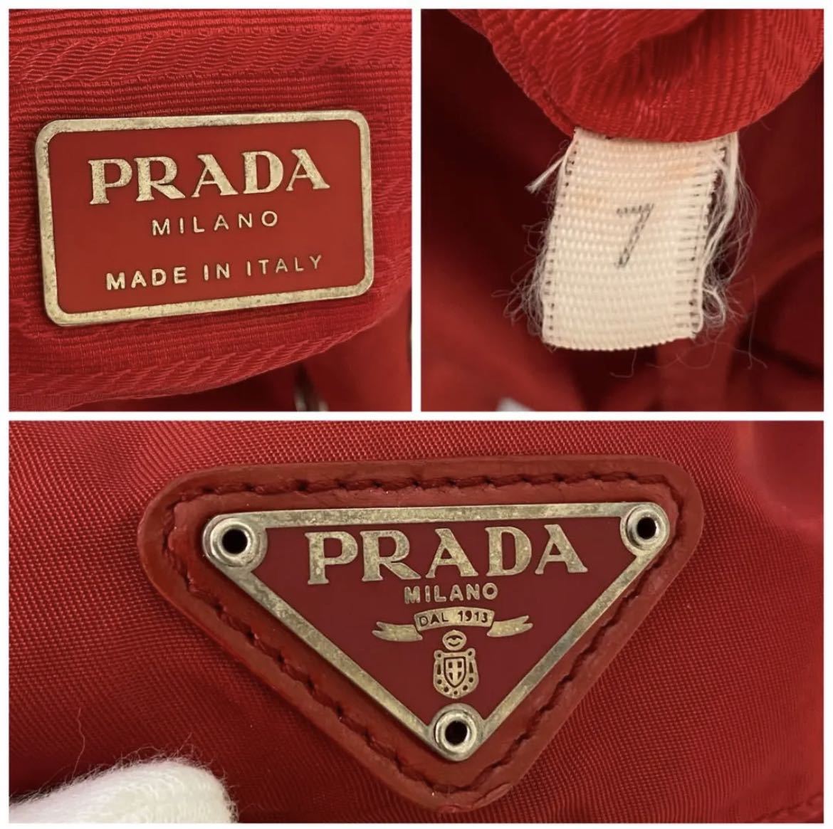 1円スタート 美品】PRADA プラダ ナイロン リュックサック レッド 三角