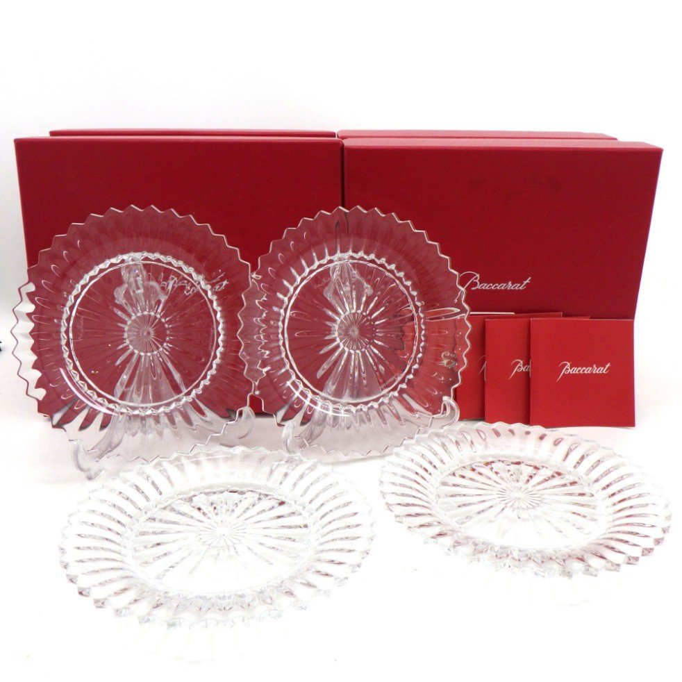 1円～ Baccarat バカラ ミルニュイ プレート 16cm 箱付き 計4点