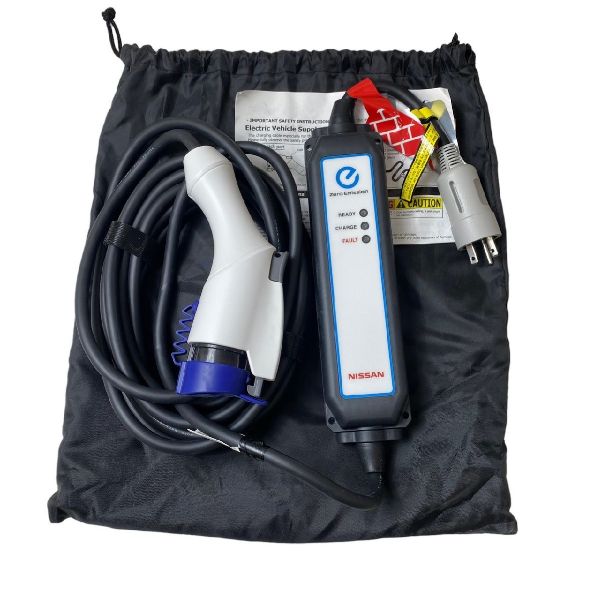 USED 純正 日産リーフ 充電コード ケーブル Zero Emission 29690 3NK5E 約7.5m 200V 15A 50/60Hz 2016年 本体 取説 保管袋 防雨型 車 6