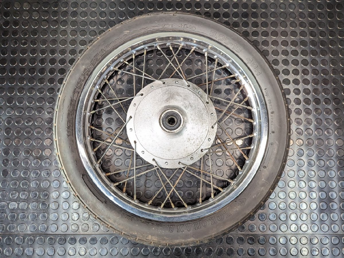 ■カワサキ メグロ K2 スタミナ 純正 フロントホイール 1.85×18 タカサゴリム 18インチ 曲がり無し 検索 K1 W1 W1S W1SA W3 [R050412]