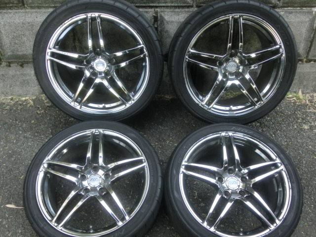 【001】送料無料:ヨコハマ AVS モデルT5 8J+45/9J+45 5H114.3YH AD-08R 225/40・265/35-18 18/19年スカイライン アリスト クラウンマークⅡ