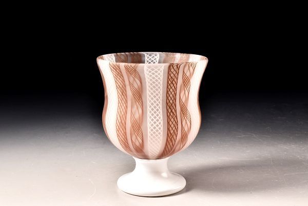 藤田喬平 手吹 ヴェニス 台钵・グラス 文化勲章受章 パープル 藤田喬平