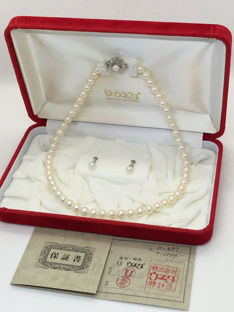 K14WG イヤリング ネックレス 刻印 SILVER パールネックレス セット
