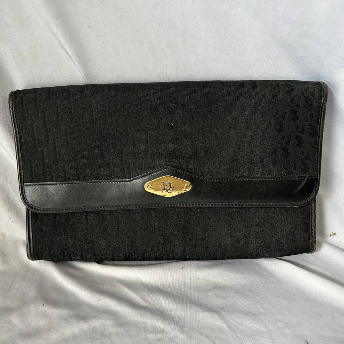 ▼【1円スタート】Christian Dior ディオール トロッター チェーンショルダー ブラック クラッチバック 