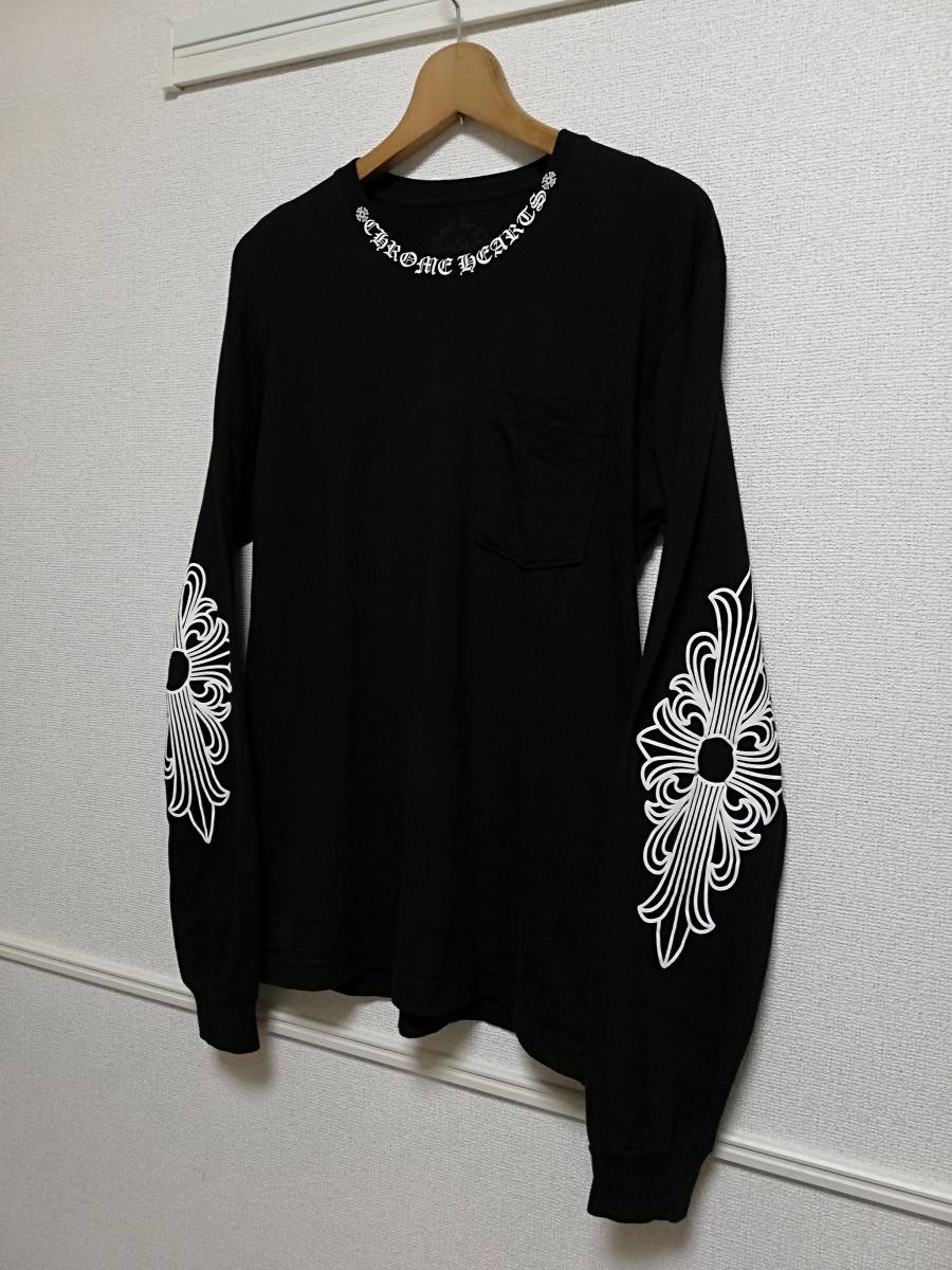 ★送料無料★新品未使用品★クロムハーツ★ロングtシャツ★トップス★ロンt★フローラルクロス★クロス★ホースシュー★ブラック★