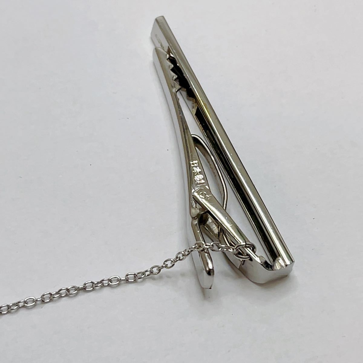 【K10WG刻印有】シンプルこそ魅力 K10WGデザインタイピン 10金ネクタイピン 約5.7グラム 5cm×0.5cm A1625_6