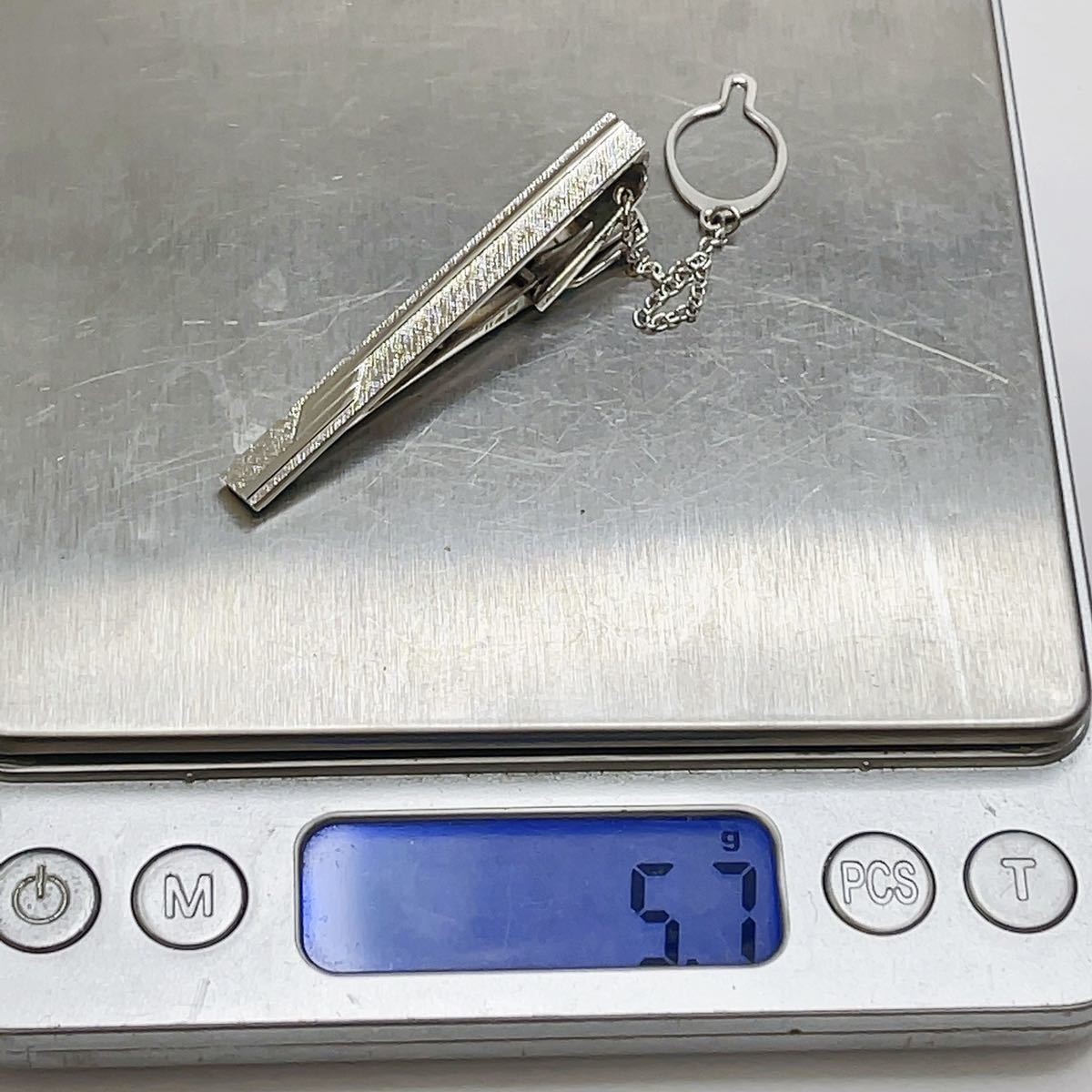 【K10WG刻印有】シンプルこそ魅力 K10WGデザインタイピン 10金ネクタイピン 約5.7グラム 5cm×0.5cm A1625_9