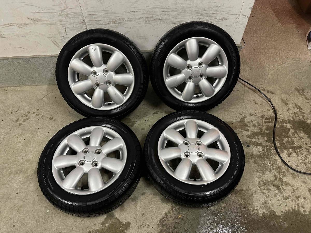 スズキ　ラパン　ＨＥ２２Ｓ　純正　アルミホイール　14ｘ4.5J+45　4/100　155/65R14　ピレリ　P1　2017年製造　他車流用　 